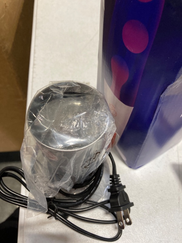 Photo 1 of Purple Magma Lamp with White Wax Sliver Base Gorgeous Liquid Motion Mood Lamp Relaxing Decoration for Home Office Bedroom Glitter Lamps for Adults Kids as Nightlight Purple White Sliver