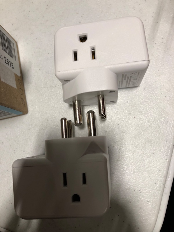 Photo 2 of 2 Pack India Power Adapter, One Beat Type D Plug Adapter with 3 American Outlets 3 USB Ports(1USB C), 6 in 1 India Travel Plug Adapter for US to India, Bangladesh, Kuwait, Maldives Type D India Maldives - 2 Pack