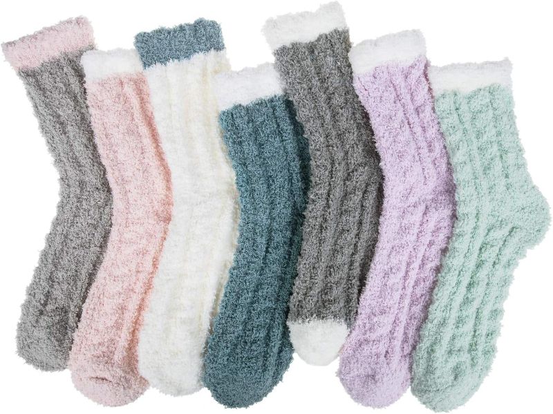 Photo 1 of 6-7 Pairs Womens Winter Fuzzy Socks Cozy Fluffy Socks Warm Fuzzy Christmas Socks for Women Gifts