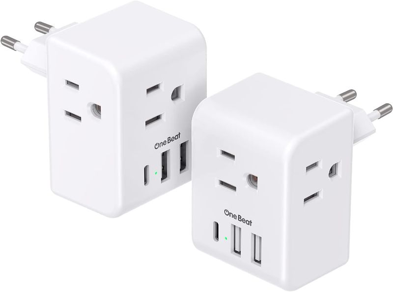 Photo 1 of 2 Pack European Travel Plug Adapter, International Power Plug Adapter with 3 Outlets 3 USB Charging Ports(1 USB C), Type C Plug Adapter Travel Essentials to Most Europe EU Spain Italy France Germany https://a.co/d/0zKFZEw