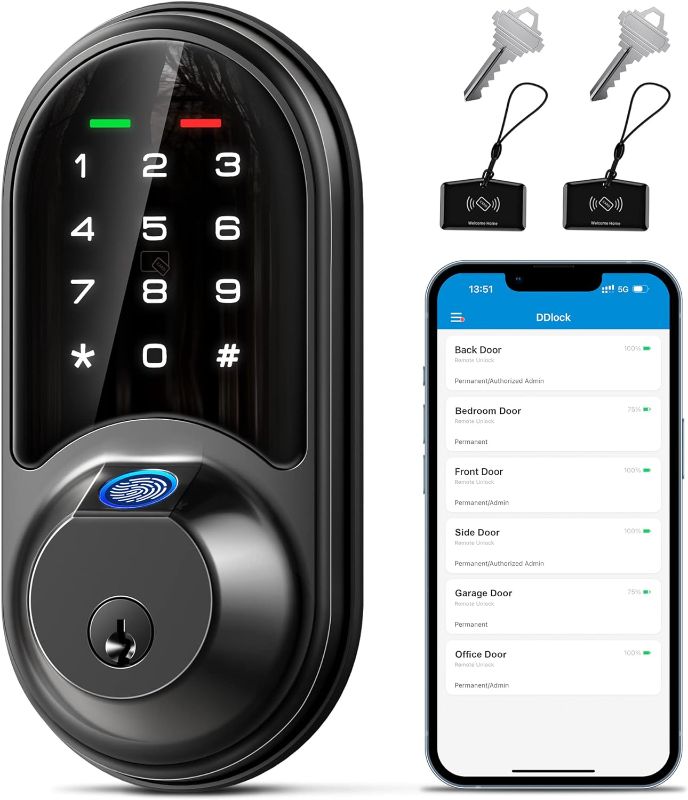 Photo 1 of 
Veise Smart Lock, Fingerprint Door Lock, 7-in-1 Keyless Entry Door Lock with App Control, Electronic Touchscreen Keypad, Smart Deadbolt, Biometric Smart...
Color:Matte Black