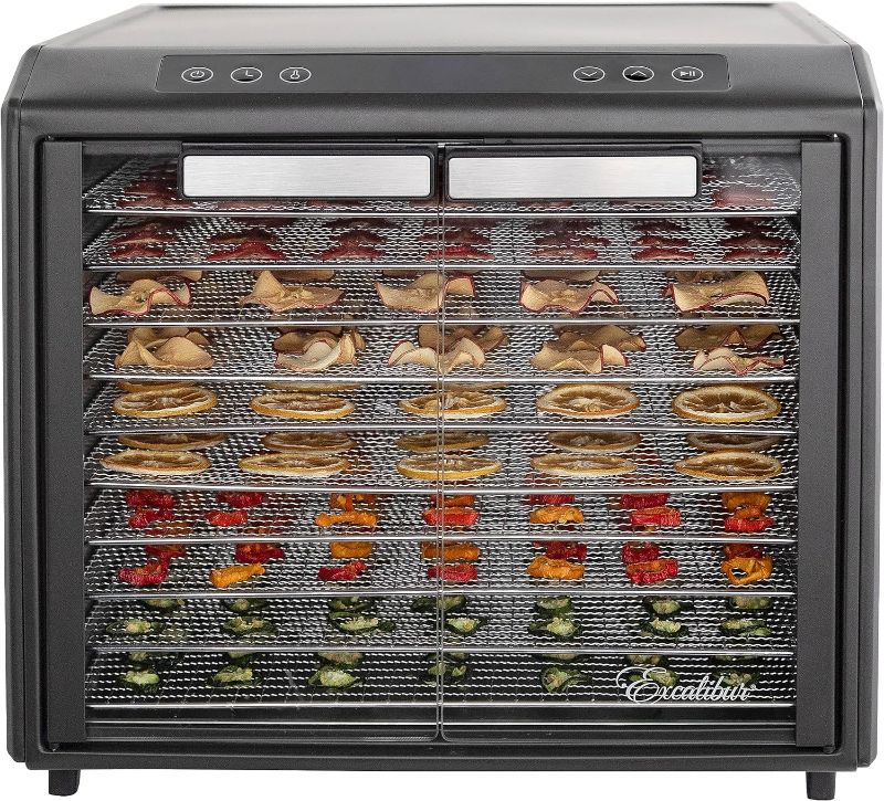 Photo 1 of ***DENTED AND SEPARATED***Excalibur Electric Food Dehydrator Select Series 10-Tray with Adjustable Temperature Control Includes Chrome Plated Drying Trays Stainless Steel Construction and Glass French Doors, 800-Watts, Black