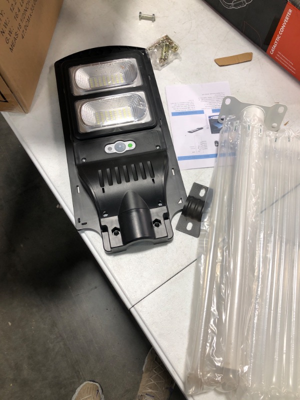 Photo 1 of 200w Solar Flood Street Light Dusk to Dawn, Security Lighting Ip65 Waterproof Yard Lamps Outdoor Solar Powered 6500k High Lumen for Barn, Yard, Garden, Basketball Court (Black) Black LD-01