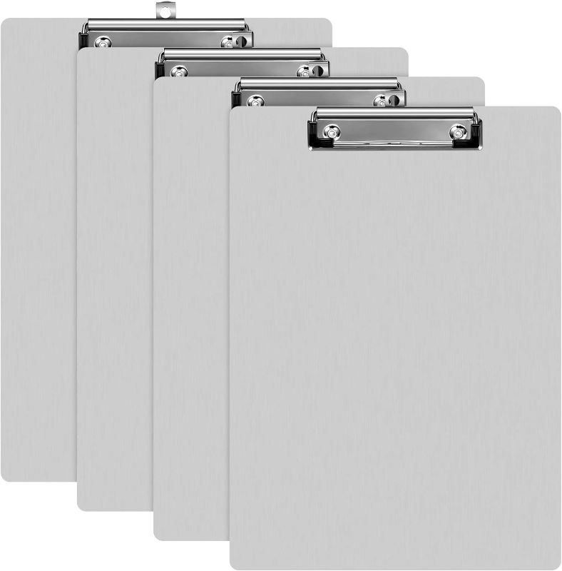 Photo 1 of Metal Clipboard Aluminum Office Clipboard Low Profile Clip Standard A4 Letter Size Metal Clip Board, Size 12.5 x 9 Inch