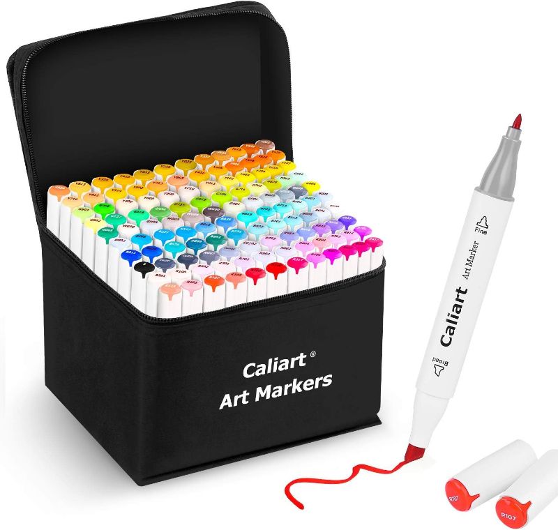 Photo 1 of Caliart Markers, 121 Colors Dual Tip Art Markers Sketch Pens, Easter Basket Stuffers for Kids Teens Toddler, Permanent Alcohol Based Markers for Adult Book...