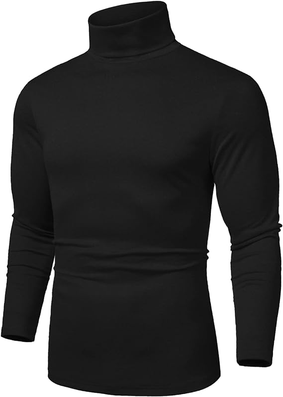 Photo 1 of  Men's Slim Fit Basic Turtleneck T Shirts Casual Knitted Pullover size M