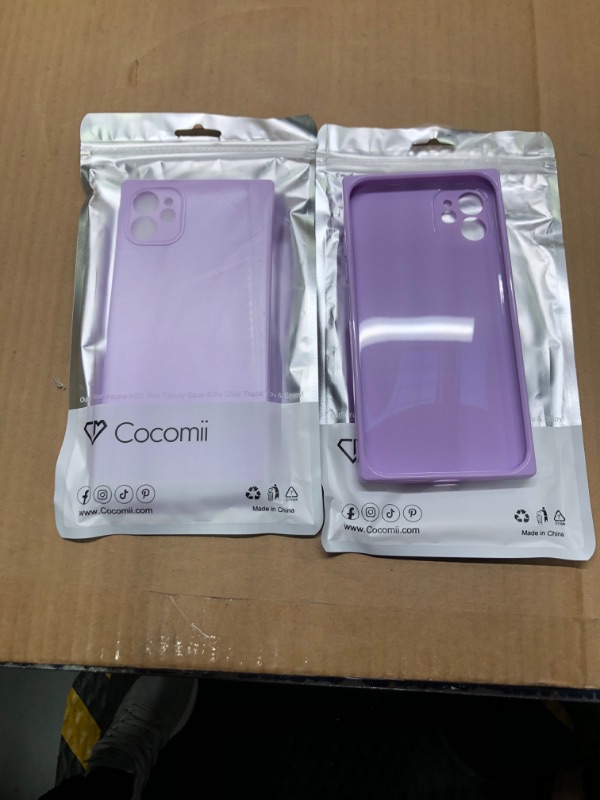 Photo 2 of 2 pcs  COCOMII Square Case Compatible with iPhone 11 - Slim, Glossy, Solid Color, Vibrant Hues, Easy to Hold, Anti-Scratch, Shockproof (Purple) Purple iPhone 11