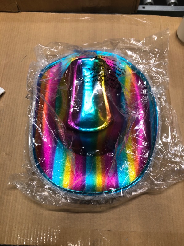 Photo 2 of Windy City Novelties Light up Rainbow Pride Cowboy Hat - Perfect for Gay Pride Events! One Size Fits Most, 3 LED Light Up Modes - Pair with Your Favorite Pride Flag or Shirt!