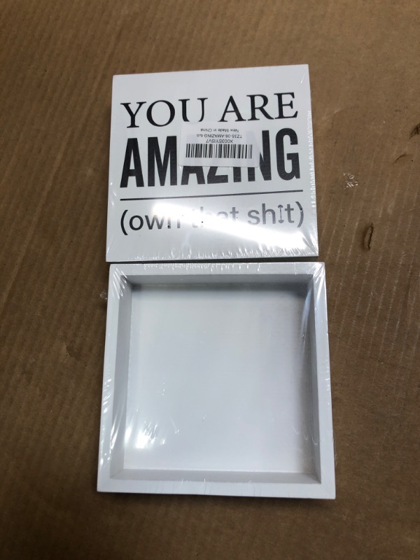 Photo 1 of 2pcs**You are Amazing Wood Box Sign Decor Desk Sign Encouraging Fitness Wooden Box Block Sign Rustic Home Office Gym Shelf Wall Decoration