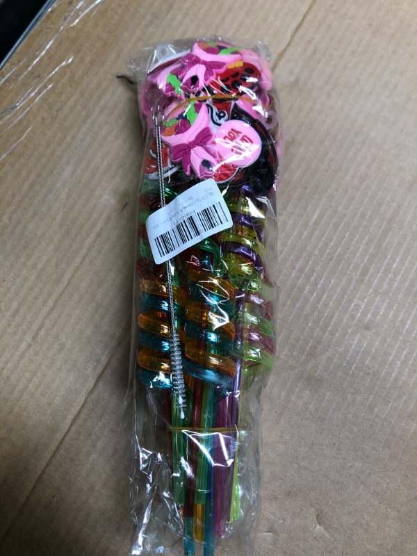 Photo 1 of 24pcs Sweet Wedding Party Loop Straws Lovers Gifts Party Favor Reusable Straws Party Favor Romantic Decoration The Engagement and wedding scene with 2 Cleaning Brushes 8 Colors ****USED*** 
