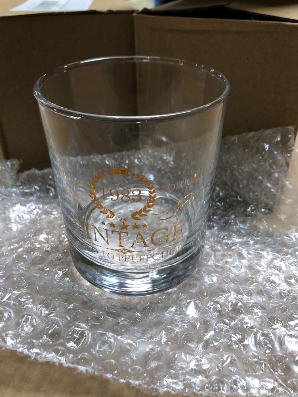 Photo 2 of 2 pcs **Men's 40th Birthday Gift, 1983 Whiskey Glass, Decorative Gift to Celebrate Men's 40th Birthday Party, Whiskey Glass for 40th Father, Husband, Friend, Vintage Style Whiskey Glass, 11oz (1983)