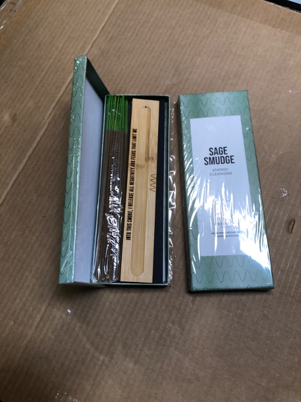 Photo 2 of 2 pcs 88Sage Smudge Incense Sticks for Energy Cleansing with Incense Holder, White Sage Incenses with Burner for Smudging (Sage Smudge)