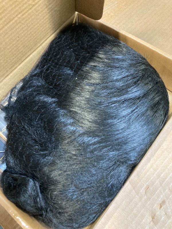 Photo 1 of Menoqi Short Wigs for Black Women Layered Pixie Cut Wig Black Stacked Bob with Flicked Layers Natural Hair Wigs for Women Synthetic Wig with Cap for Party Daily Date WIG311BK
