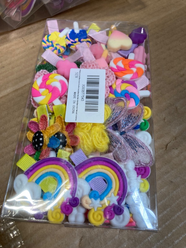 Photo 1 of 40 pcs Baby Hair Clips Candy Hair Barrettes for Toddler Girls Flower Rainbow Fully Lined Hair Pins Hair Barrettes Hair Accessories for Toddlers Girls  *****4 PACK****