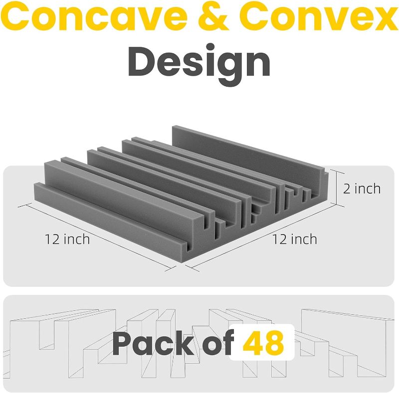 Photo 1 of 12 Pack Self-Adhesive Sound Proof Foam Panels,12 X 12 X 2 inches Acoustic Foam,High Resilience Sound Proofing Padding for Wall,Sound Absorbing Panels Suitable for Home,Studio Dark Gray