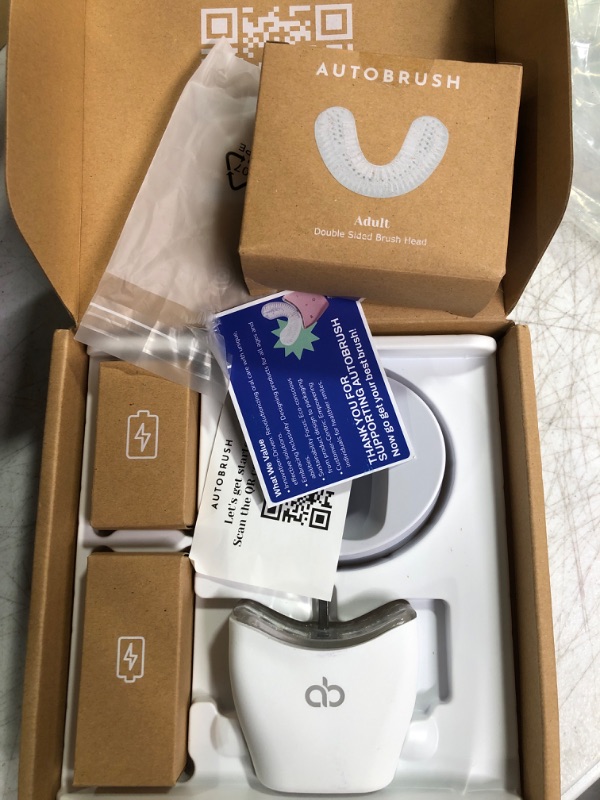 Photo 1 of AutoBrush Sonic Pro U Shaped Electric Toothbrush for Adults with Unique 360° Nylon Bristles, 3 Cleaning Modes, Ultrasonic LED Light Therapy, Rechargeable, Waterproof (Double-Sided, White) White, Double Sided