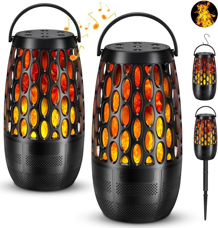 Photo 1 of 2 Pack Outdoor Bluetooth Speakers,Waterproof Speakers with Stake & Hook,Sync Up to 100 Speakers,Torch Lantern for Patio Pool Party,Gifts for Men
