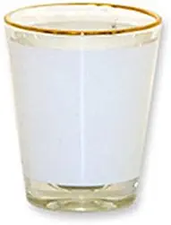 Photo 1 of 12 Pieces Blank Sublimation Shot Glasses 1.5oz White Patch golden rim Heat Press Thermal Transfer