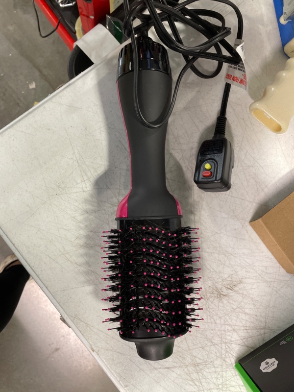 Photo 2 of Hair Dryer Brush Blow Dryer Brush in One, Upgraded 4 in 1 Hair Dryer and Styler Volumizer with Negative Ion Anti-frizz Ceramic Titanium Barrel Hot Air Brush Hair Straightener Brush 75MM Oval Shape Pink