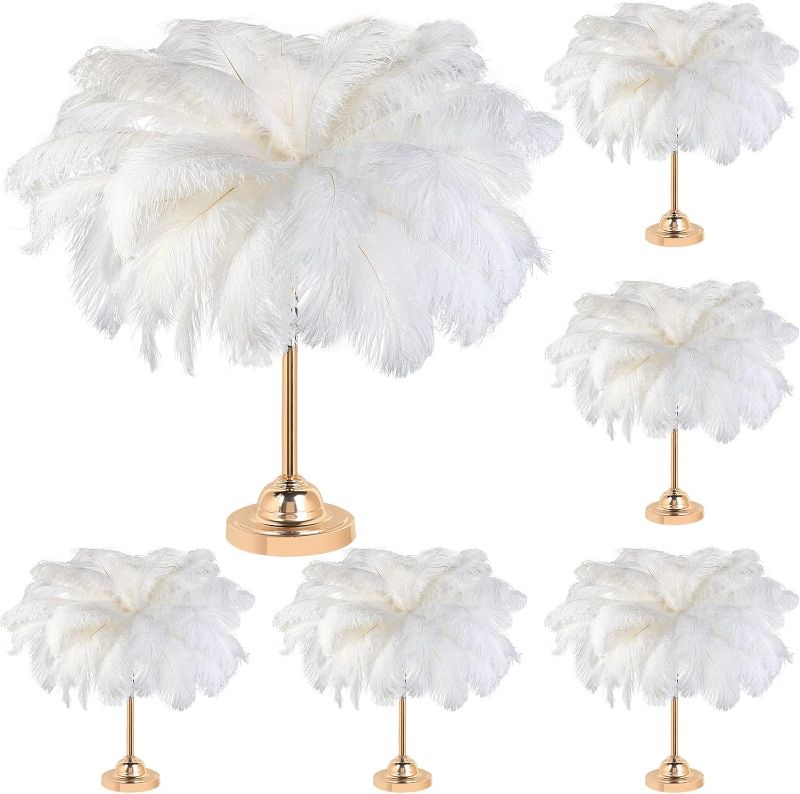 Photo 1 of 80 Pcs Large Natural Ostrich Feathers Plumes 14-16 Inch Ostrich Plumes Feathers Bulk for DIY Crafts Wedding Party Centerpiece Vase Decor Barrettes Cocktail Hats Dream Catchers Decor (White)
