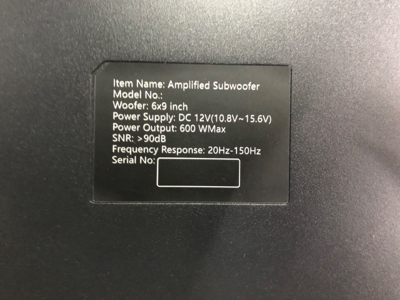 Photo 5 of 9 inch Slim Max 600W Subwoofer Active Powered Underseat Car Audio Subwoofer with Built-in Amplified for Car/Truck with Remote Control, Support Low & High-Level Inputs, Black
