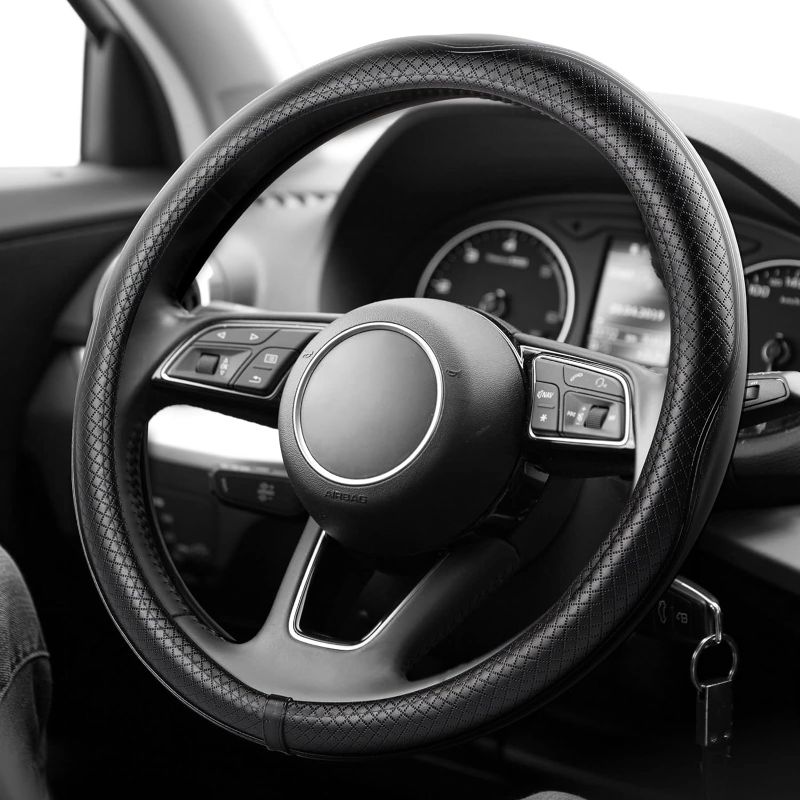Photo 1 of 4.4 4.4 out of 5 stars 311
K KNODEL Universal Fit Steering Wheel Cover, Microfiber Leather Car Steering Wheel Cover, Anti-Slip Car Wheel Protector, 15 Inch (Black