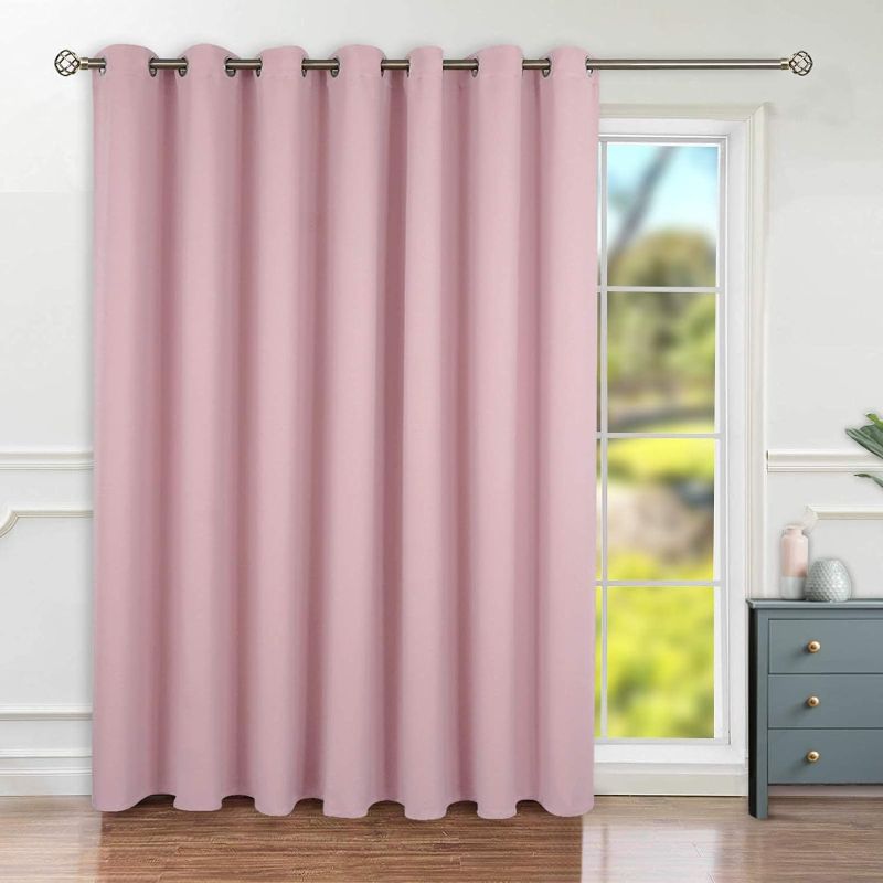 Photo 1 of BGment Fashion Sliding Door Curtain 100 X 84 Inches, Wide Thermal Blackout Curtains Room Darkening Room Divider Window Curtain, 1 Panel, Pink, 84 Length X Wide 100