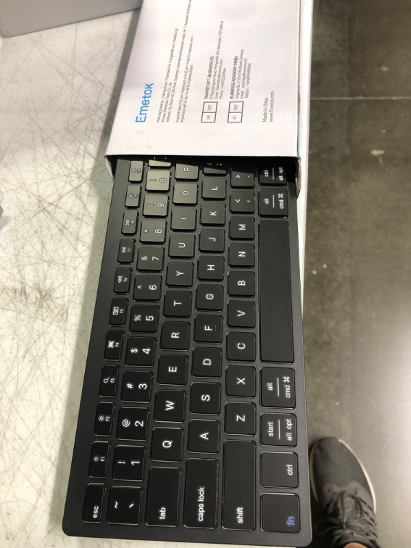 Photo 2 of Emetok Universal Bluetooth Keyboard for iPad, Upgraded BLE Technology Keyboard with Unwavering Connection, 18-Month Battery Life, Automatic Identification for iOS, Windows, Android, macOS, Black