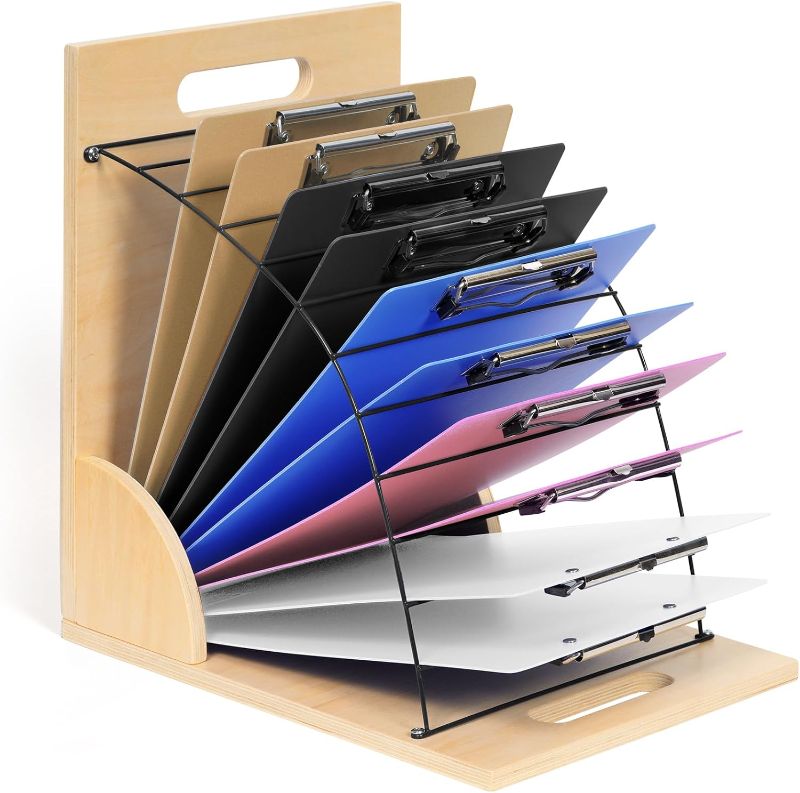 Photo 1 of Clipboard Holder Clipboard Organizer for Classroom Must Haves Wooden Clipboards Storage Clipboard Stand for Home & Office