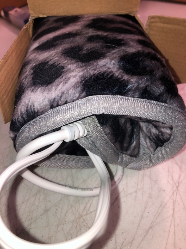 Photo 1 of Electric Heated Foot Warmer, Foot Heating Pad for Men and Women, Soft Polyester Foot Heater with Fast Heating and Overheat Protection, Ideal for Women Mom Dad Girlfriend, 15.6"×15.6" (Black Leopard)