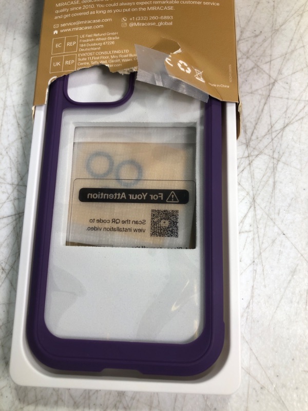 Photo 2 of Miracase Glass Series for iPhone 12/12 Pro - Full-Body Rugged Protective Case with Built-in 9H Tempered Glass Screen Protector and Camera Lens Protector - Purple