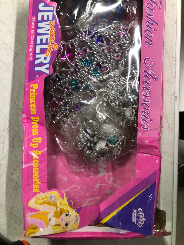 Photo 4 of Liberty Imports 50 PCS Princess Jewelry Dress Up Accessories, Pretend Play Set Jewelry Party Favors for Girls Cosplay Party Favors with Crown Wand Ring Earring Necklace