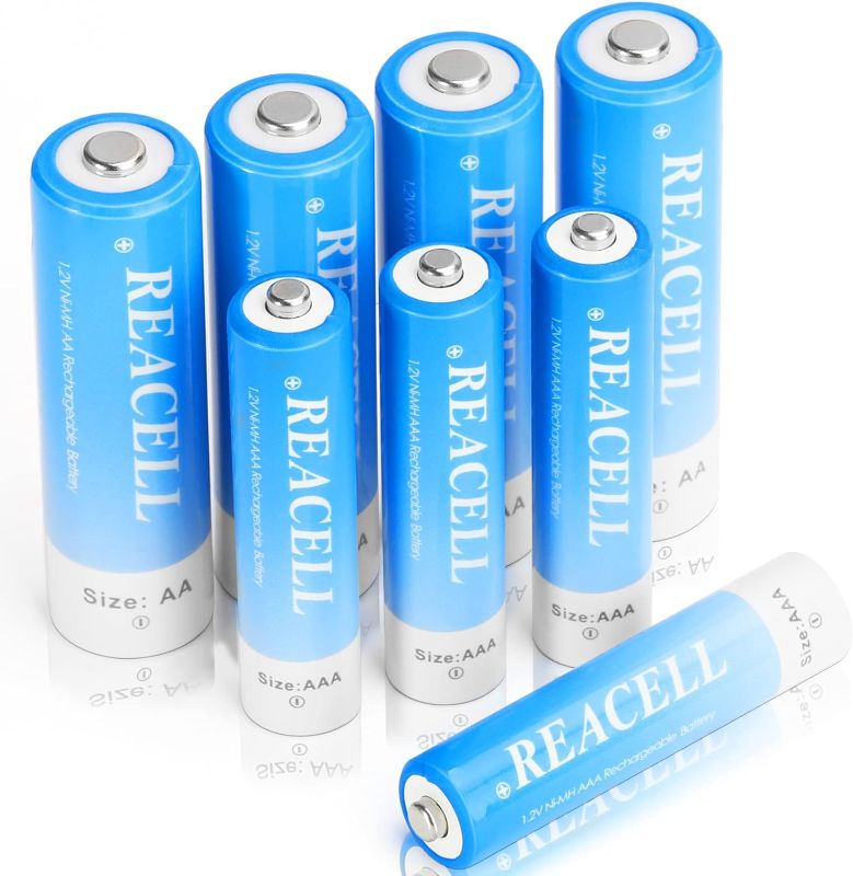 Photo 1 of REACELL 8 Pack AA Rechargeable Batteries with 8 Slot Battery Charger, AA Battery and Charger Set