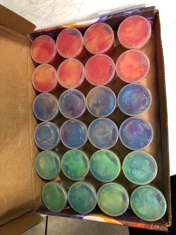 Photo 2 of 24 Pack Mini Slime, Galaxy Slime Party Favors, Stretchy Slime Kit for Classroom Prizes, Christmas Stocking Stuffers, Goodie Bag Stuffers for Kids Boys Girls 5-12. Galaxy Slime 24 Cups