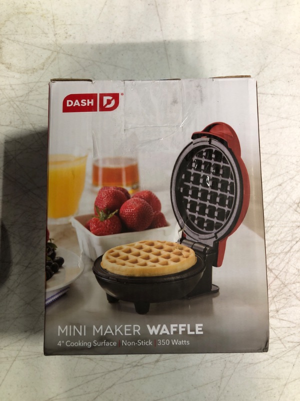 Photo 4 of **USED** 
DASH Mini Maker for Individual Waffles, Hash Browns, Keto Chaffles with Easy to Clean, Non-Stick Surfaces, 4 Inch, Red Red 4 Inch Waffle Maker