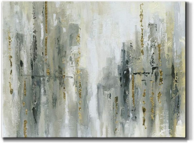 Photo 1 of ***product similar to the original photo*** 92X4.5X122 Art Modern Paintings & Prints Decorations Golden Grey Skyline Rustic Glam Abstract Wall Hanging Artwork for Bedroom Dining Room Office Kitchen - 32"x48" LT10