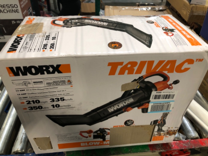 Photo 1 of ***VERY USED** Worx WG509 12 Amp TRIVAC 3-in-1 Electric Leaf Blower with All Metal Mulching System