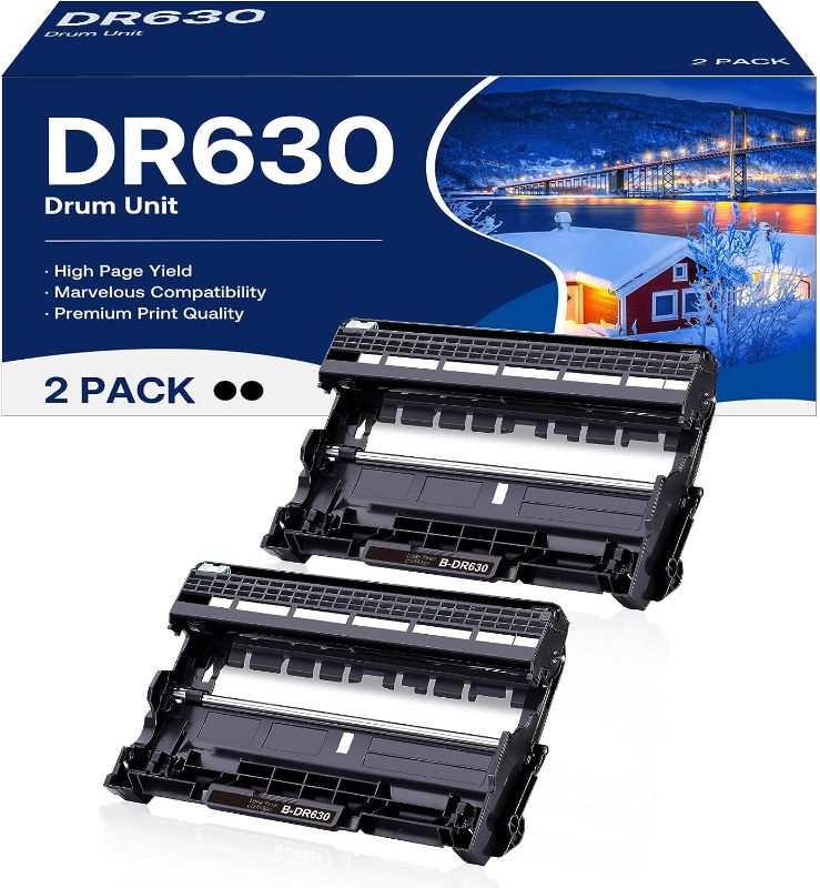 Photo 1 of DR630 Drum Unit High Yield Compatible for Brother DR 630 DR-630 Replacement for HL-L2300D HL-L2320D HL-L2340DW HL-L2360DW HL-L2380DW MFC-L2700DW MFC-L2720DW DCP-L2520DW DCP-L2540DW (2 Pack, NOT Toner)