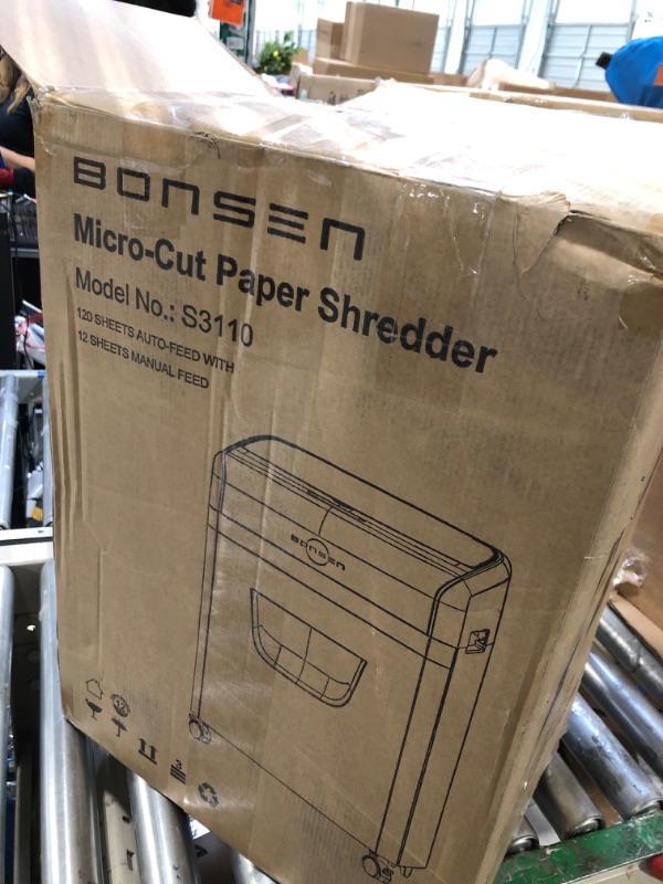 Photo 1 of BONSEN 100-Sheet Auto Feed Paper Shredder High Security Micro Cut Shredders for Home Office Use/ 30 Minutes/ Security Level P-4,6-Gallon Bin (S3110) 100-Sheet Autofeed