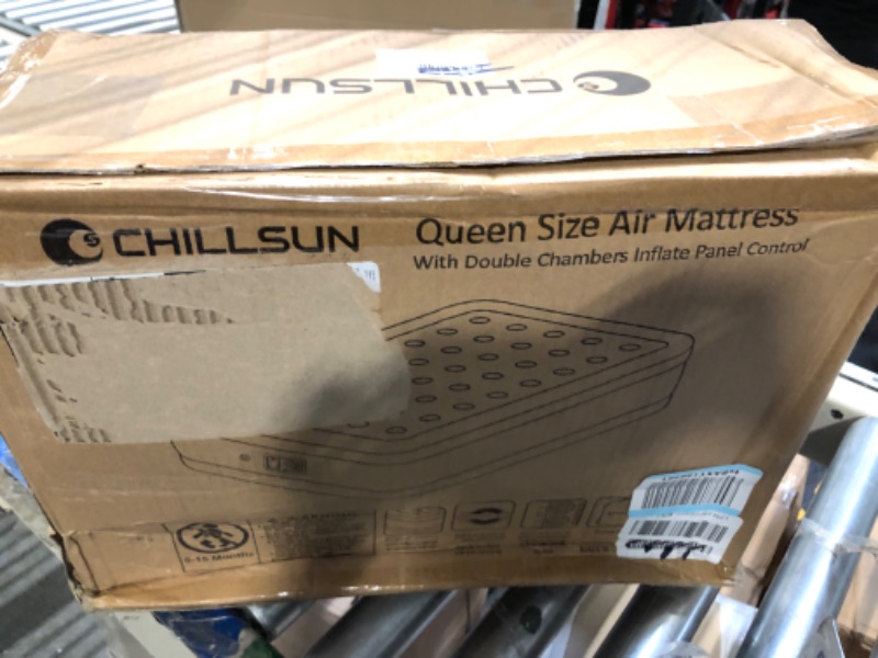 Photo 1 of ***DAMAGE BOX*** CHILLSUN Air Mattress with Built in Pump - 16 inch Queen Size Double-High Inflatable Mattress with Flocked Top - Easy Inflate, Waterproof, Portable Blow Up Bed for Home Queen 16" Tall