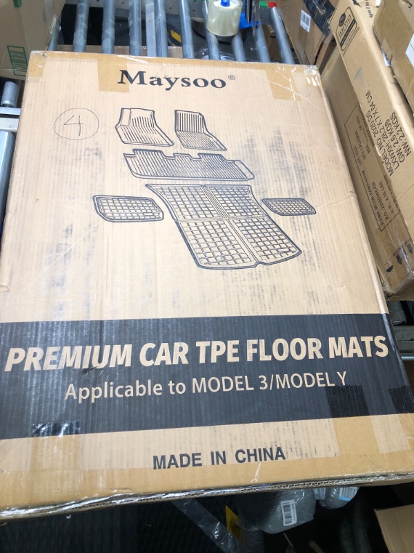 Photo 2 of Maysoo Tesla Model Y Floor Mats, Tesla Model Y 5-Seat 2020-2023 Accessories, All Weather Floor Mat Front Rear Cargo Liner Mat, Heavy Duty Floor Mats (Set of 6) Model Y floor mats (set of 6)