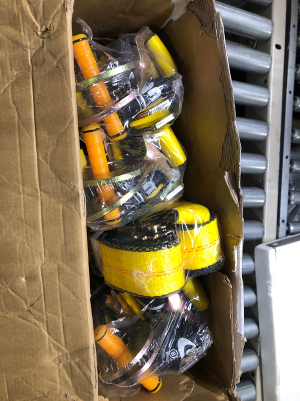 Photo 3 of ***damage box*** Autofonder Heavy Duty Adjustable Car Tie Down Kit with Snap Hooks -Break Strength 10,000 lbs-Working Load 3333 lbs-Bonus Includes 4 Pack 36" Axle Straps with D-Ring(Yellow)