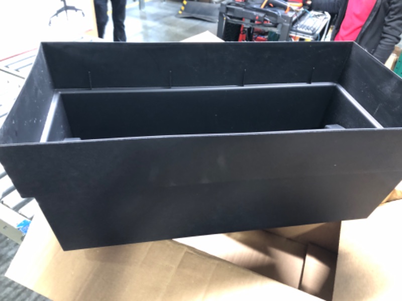 Photo 1 of Bloem Finley Deck Rail Rectangle Planter: 24" - Black - Matte Finish, Fits Rail Sizes 3"-6", 100% Recycled Plastic Box, for Indoor and Outdoor Use, Gardening, 7.5 Gallon Capacity