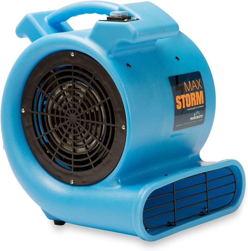 Photo 1 of Max Storm 1/2 HP Durable Lightweight Air Mover Carpet Dryer Blower Floor Fan for Pro Janitorial Cleaner, Blue, 1 Pack