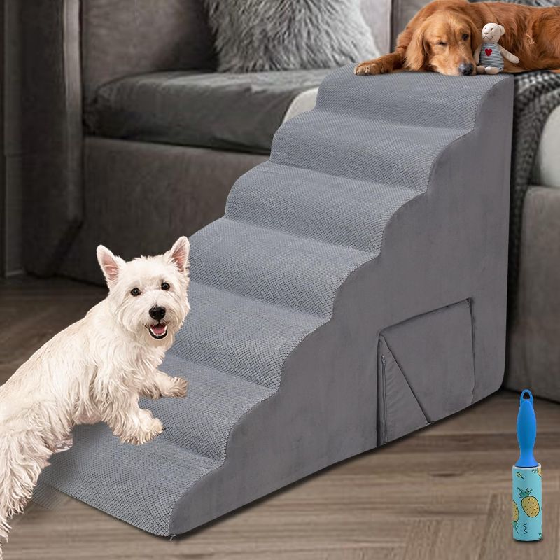 Photo 1 of *** DIFFERENT COLOR THAN STOCK IMAGE ***
33 inches Dog Steps for High Bed, 7 Tier Dog Stairs/Steps for Small Dogs, Non-Slip Dog Ramp/Ladder for Injured Pets, Older Dogs, and Small Pets