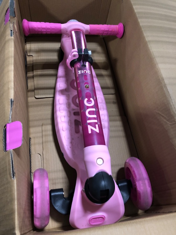 Photo 2 of ***very used*** Flyte Three Wheeled Folding Scooter - Foldable Kick Scooter with Light Up Wheels and Adjustable Height for Girls and Boys Ages 3+