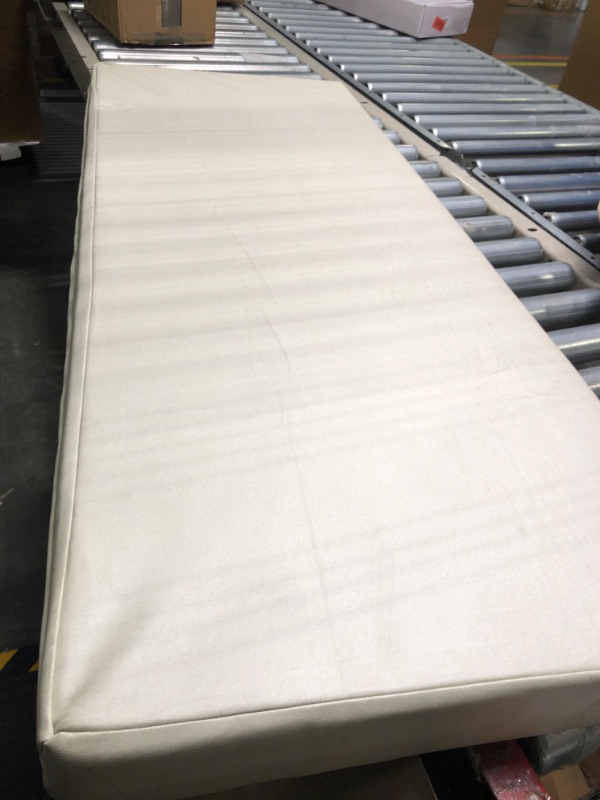 Photo 2 of ***dirty*** Bench Cushion 45 inch - Leathaire Fabric, Waterproof Comfort Soft, High-Density Foam, Non-Slip Long Seat Cushion for Indoor/Outdoor Furniture Window Patio Garden, (45x18x3) Milky White Milky White 45x18x3 inch