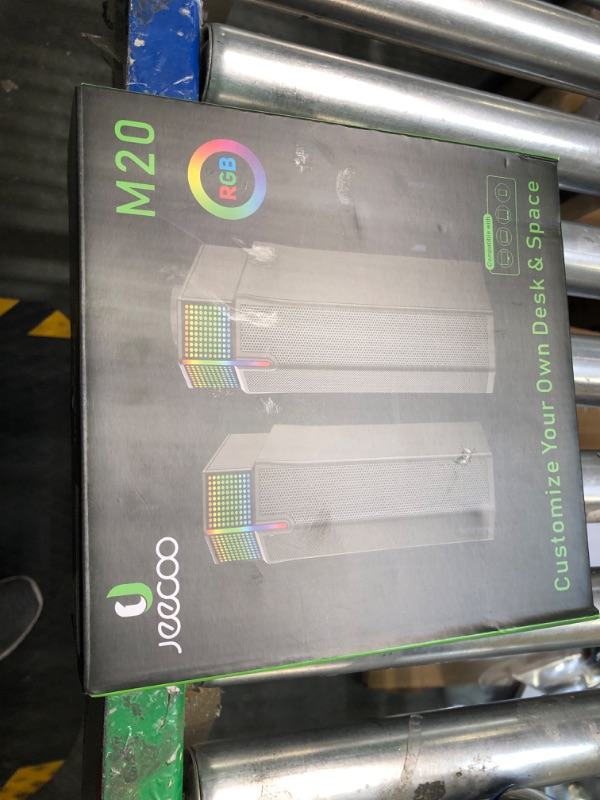 Photo 1 of Jeecoo M20 Bluetooth Computer Speakers for PC Desktop Monitor, Gaming PC Sound Bar - Wired USB-Powered, Superb Stereo Sound, with Gradient RGB Lighting - Combine/Separate to Customize Your Desk Black