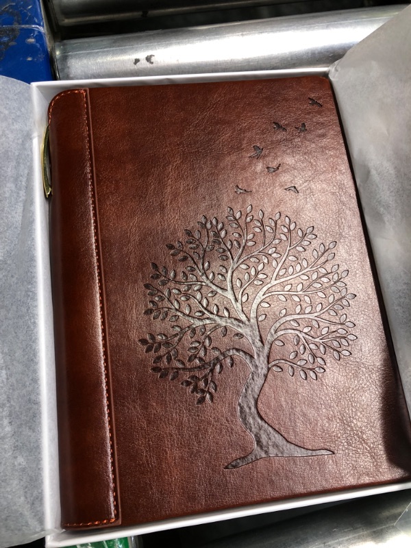 Photo 3 of ***DAMAGE ON THE PACKAGE AND BOX*** SETTINI Tree of Life Journal Gift Set in Gift Box - Hardcover Vegan Leather, Unique Pen Holder, Lined, 192 Pages, 6" x 8.5" - Includes Pen - Gift for Writing and Travel