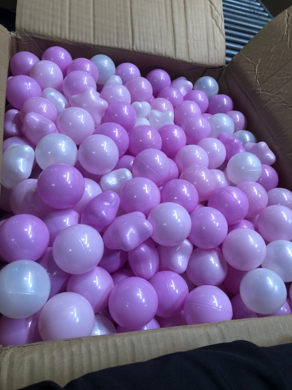 Photo 1 of 500 Pcs Play Ball Crush Proof Play Plastic Balls for Girls Boys Indoor Outdoor Playhouse Play Tent Crawling Tunnel Birthday Party Decorations, 2.17 Inches, Round and Star